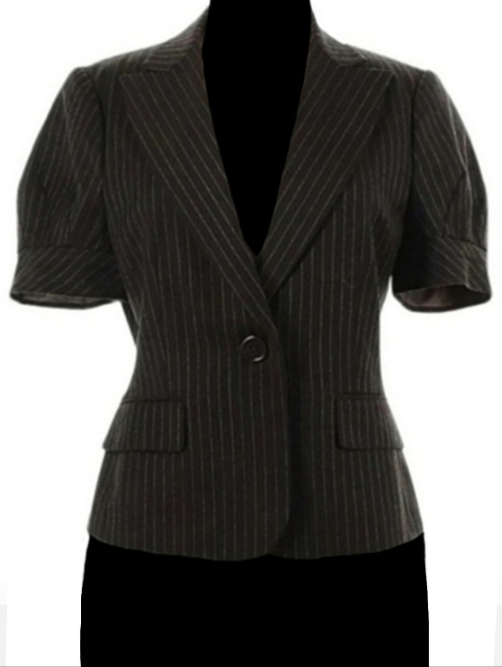 BCBGMaxAzria Brown Pinstripe Short Sleeve Blazer Jacket BCBG MAX AZRIA Striped M